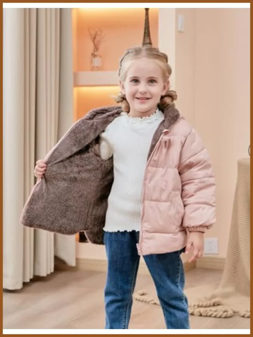 Toddler Puffer Jacket Hooded Bear Ear Winter Coat 6M-5T